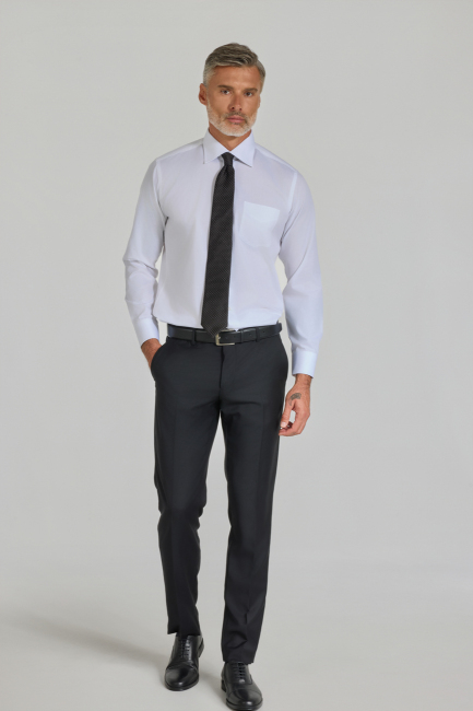 Regular Fit Klasik Yaka Beyaz Pamuk Erkek Gömlek (1)