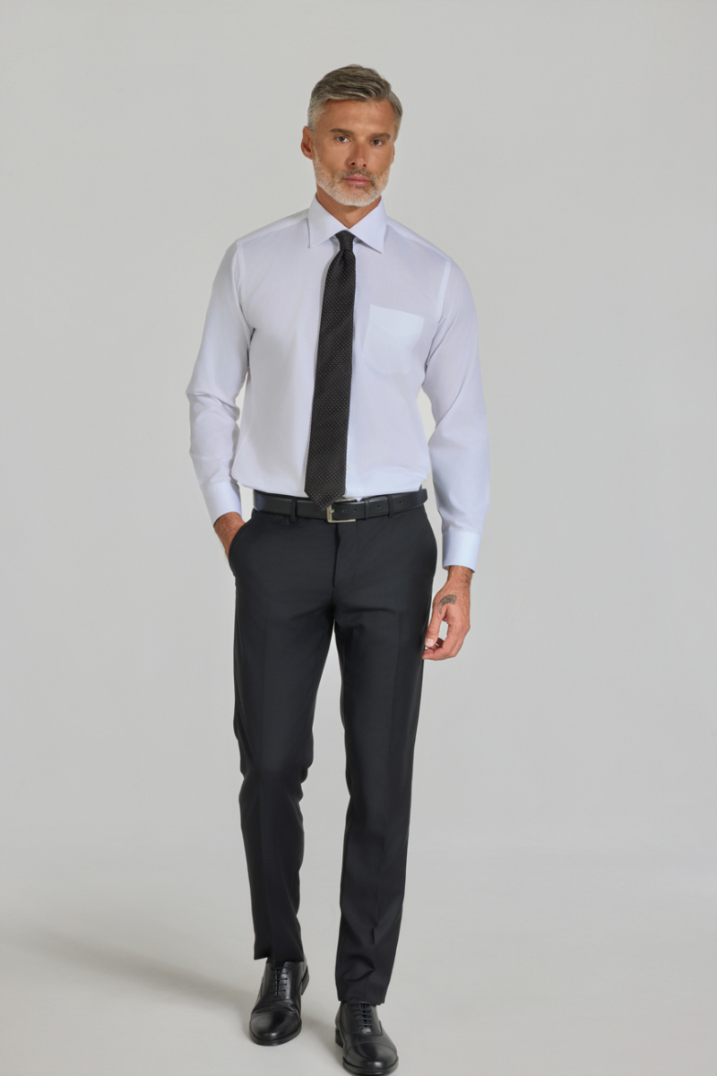 Regular Fit Klasik Yaka Beyaz Pamuk Erkek Gömlek (1)