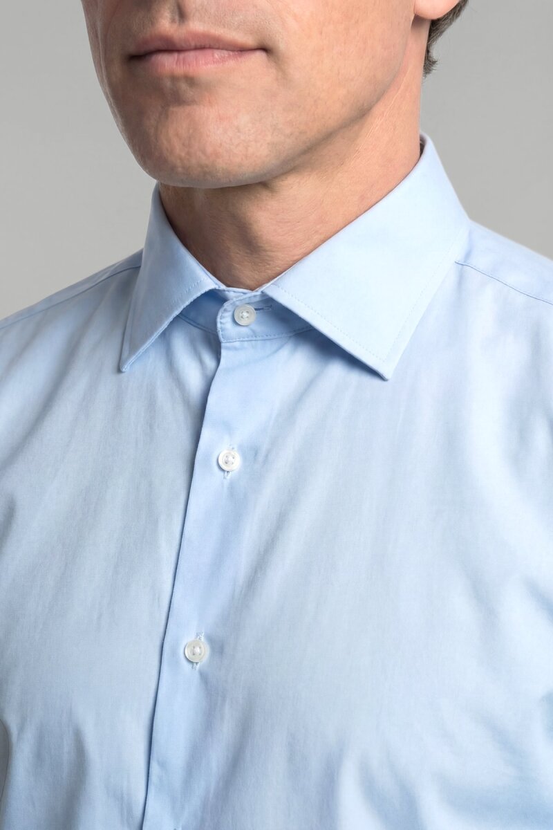 Regular Fit Klasik Yaka Cepsiz Mavi Erkek Gömlek - 3