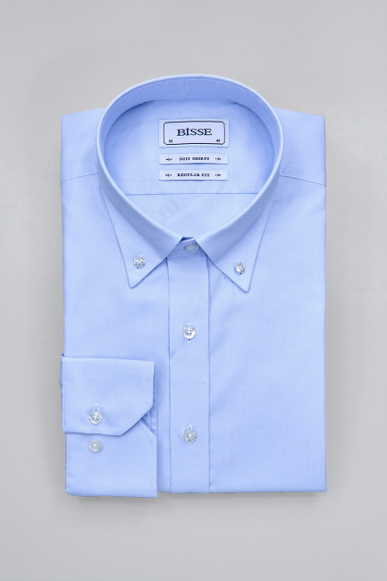 Regular Fit Klasik Yaka Düğmeli Açık Mavi Erkek Gömlek - 3
