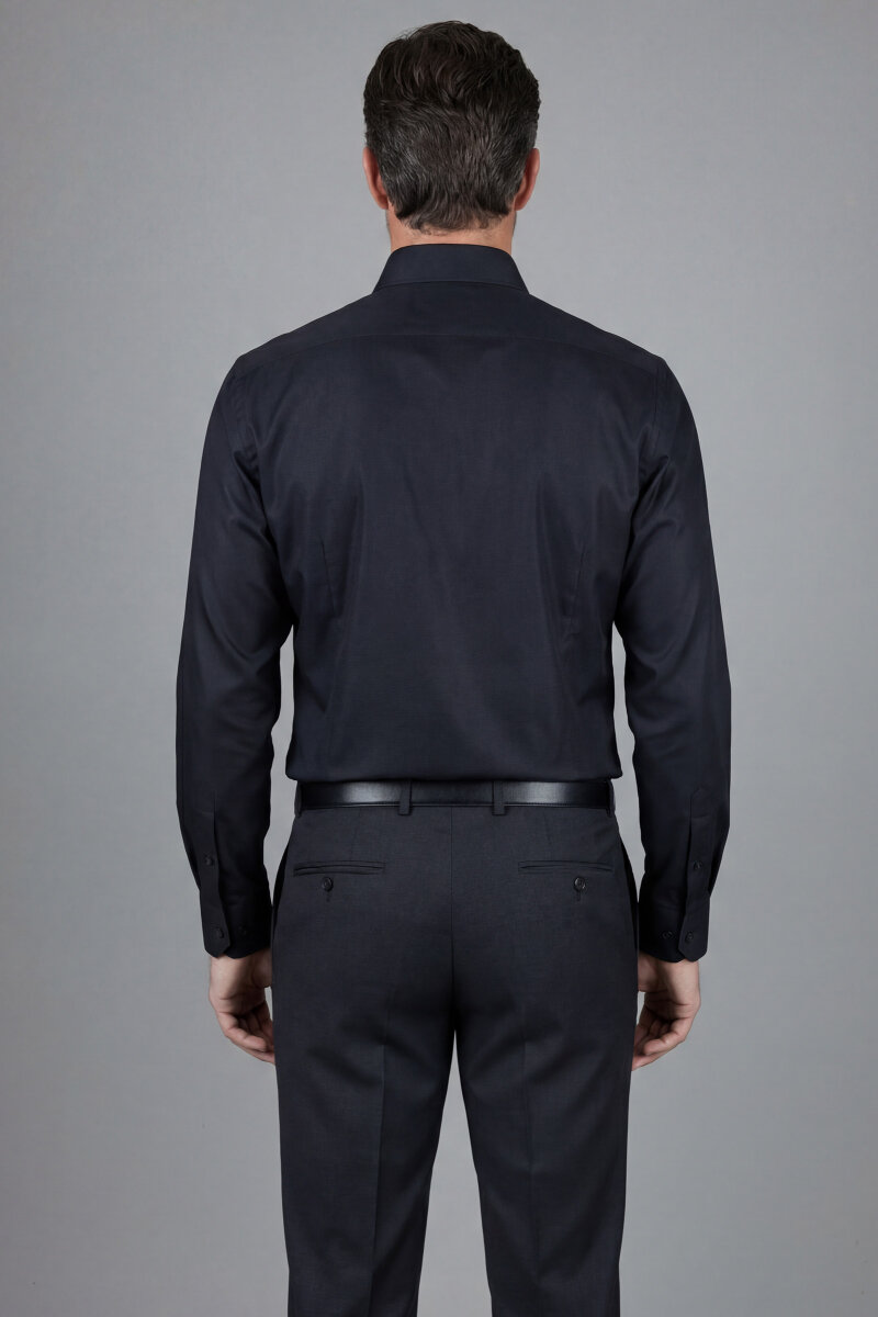 Regular Fit Klasik Yaka Siyah Cepsiz Erkek Gömlek - 2