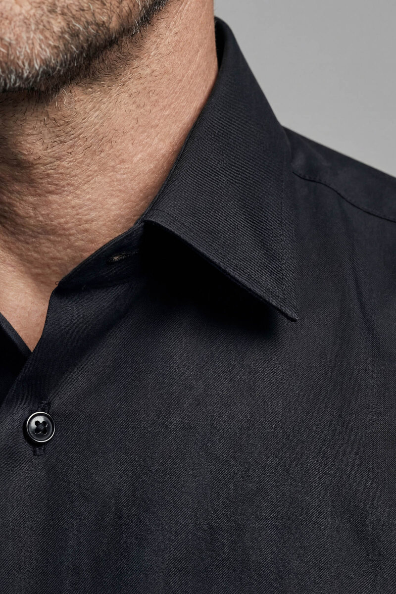 Regular Fit Klasik Yaka Siyah Cepsiz Erkek Gömlek - 3