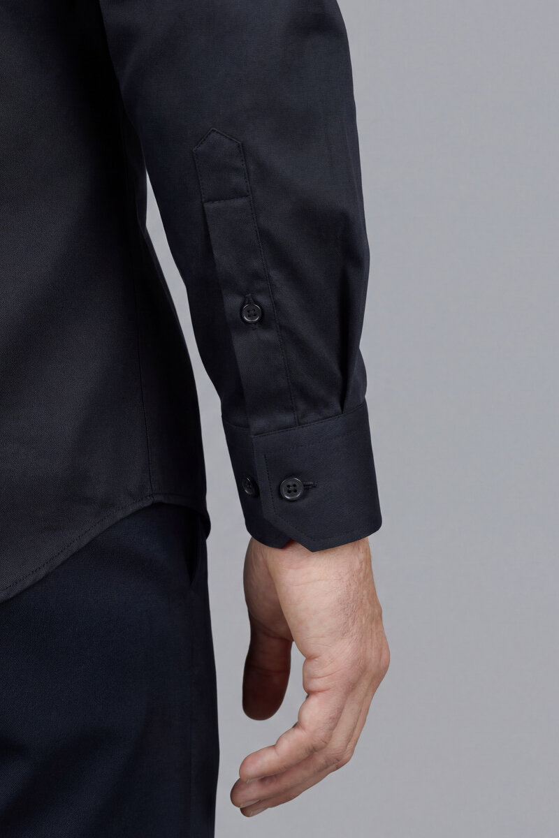 Regular Fit Klasik Yaka Siyah Cepsiz Erkek Gömlek - 5