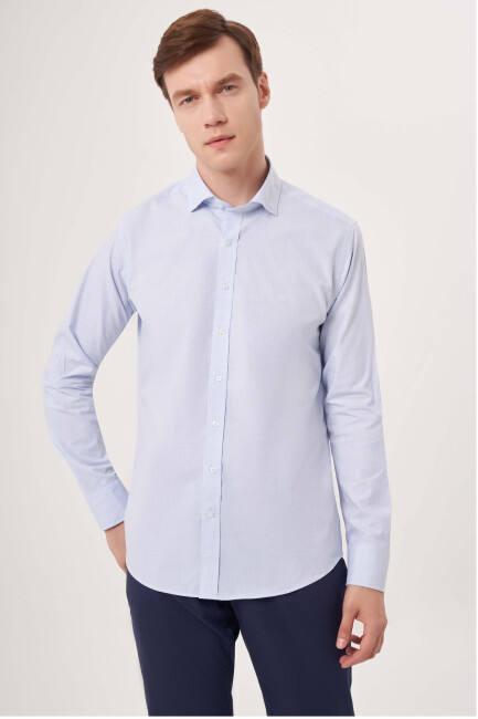 Regular Fit Kol İçi Apoletli Açık Mavi Spor Erkek Gömlek - 1