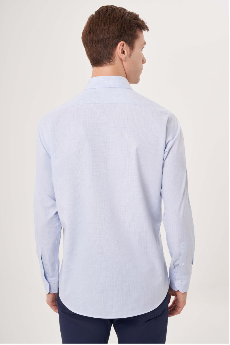 Regular Fit Kol İçi Apoletli Açık Mavi Spor Erkek Gömlek - 2
