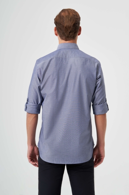 Regular Fit Kol İçi Apoletli Gri Basic Erkek Gömlek (1)