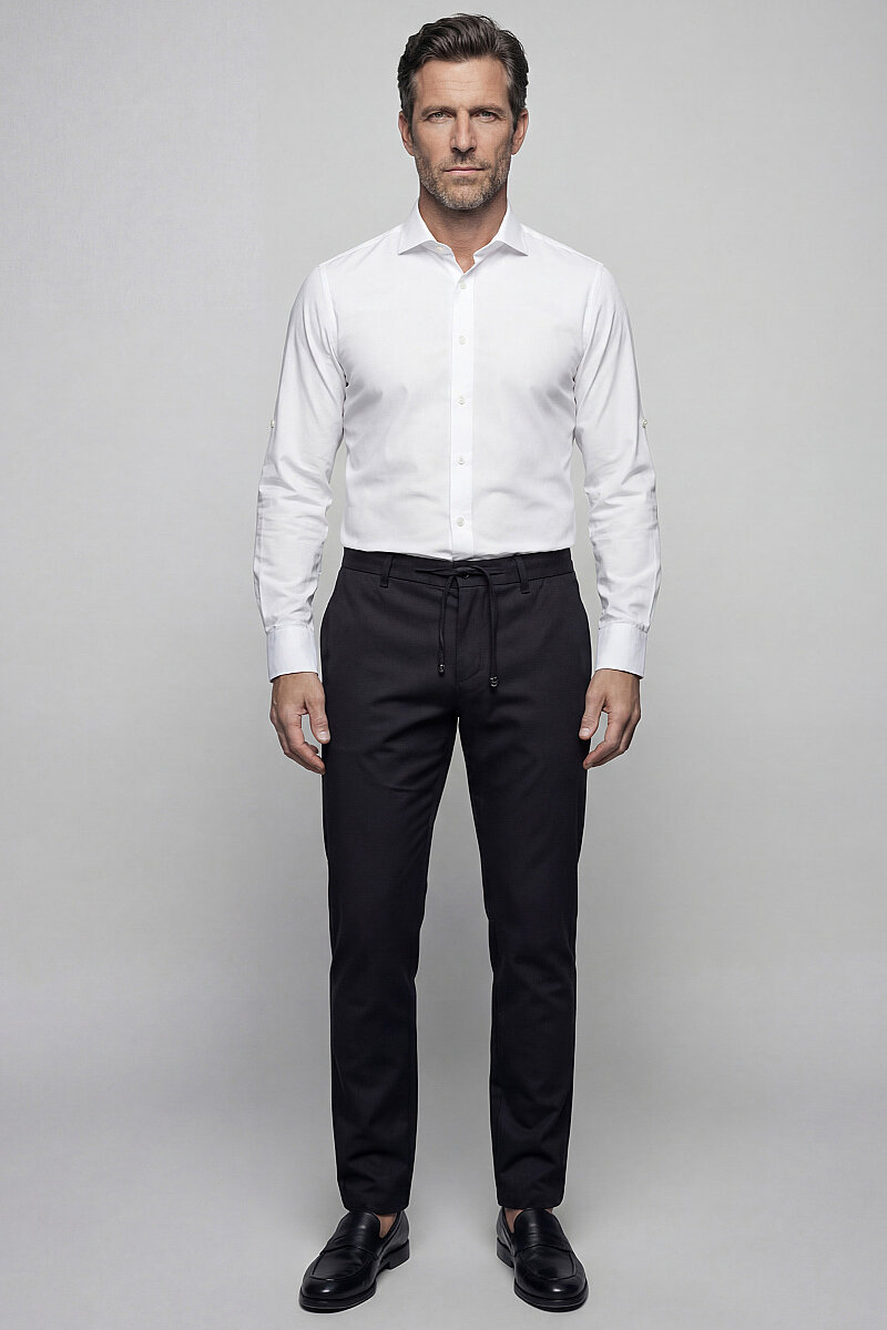 Regular Fit Kol İçi Apoletli Pamuk Beyaz Erkek Gömlek - 6