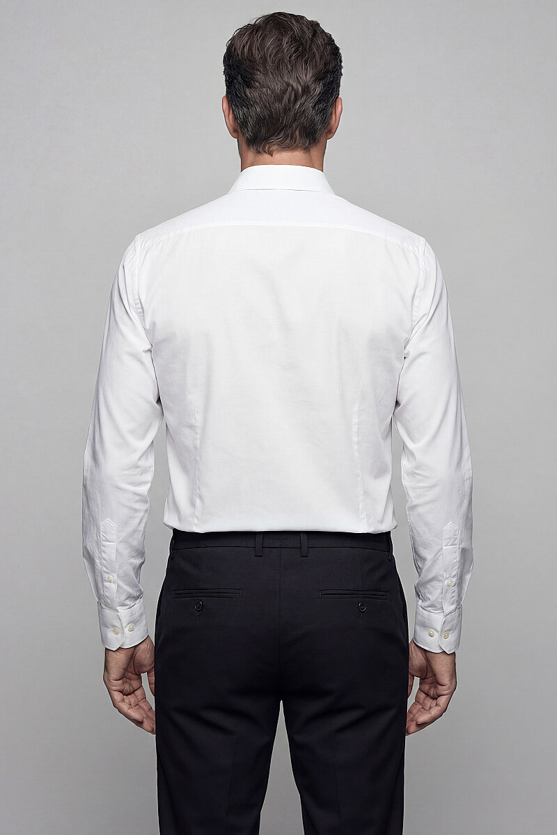 Regular Fit Kol İçi Apoletli Pamuk Beyaz Erkek Gömlek - 2