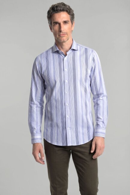 Regular Fit Kol İçi Apoletli Pamuk Lacivert Erkek Gömlek - 1