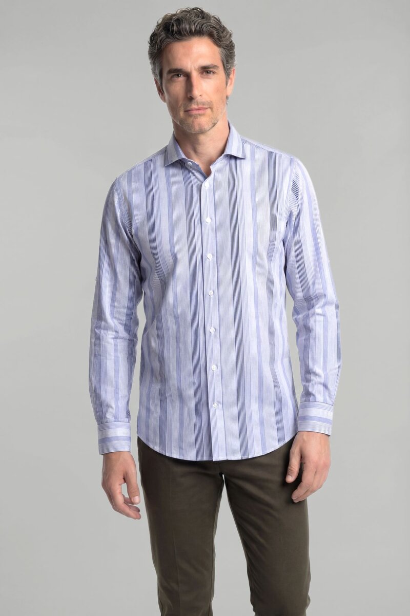 Regular Fit Kol İçi Apoletli Pamuk Lacivert Erkek Gömlek - 1