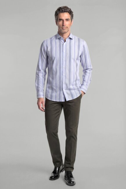 Regular Fit Kol İçi Apoletli Pamuk Lacivert Erkek Gömlek - 4