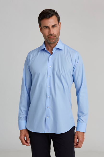 Regular Fit Koyu Mavi Klasik Pamuk Erkek Gömlek 