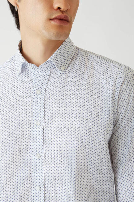 Regular Fit Lacivert Düz Spor Erkek Gömlek - 3