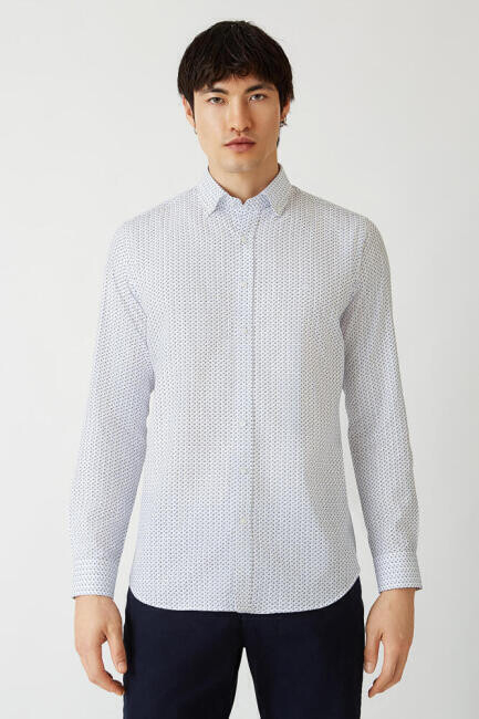 Regular Fit Lacivert Düz Spor Erkek Gömlek - 4