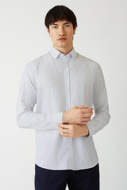 Regular Fit Lacivert Düz Spor Erkek Gömlek 