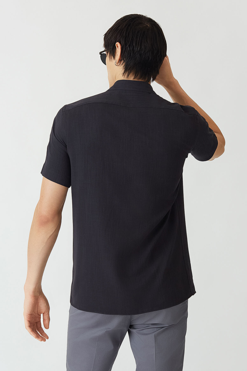 Regular Fit Lacivert Kısa Kollu Basic Erkek Gömlek (1)