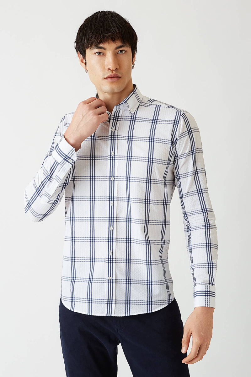 Regular Fit Lacivert Paşa Yaka Spor Erkek Gömlek - 5