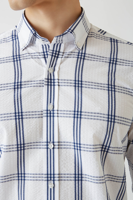 Regular Fit Lacivert Paşa Yaka Spor Erkek Gömlek - 3