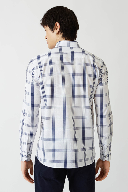 Regular Fit Lacivert Paşa Yaka Spor Erkek Gömlek - 2