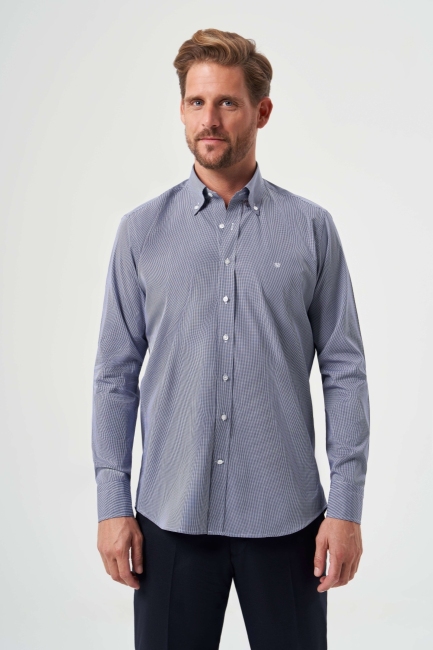 Regular Fit Lacivert Spor Basic Erkek Gömlek - 1