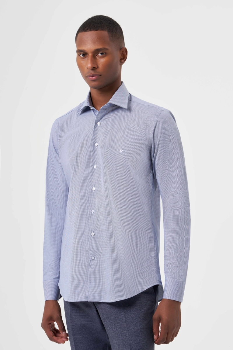 Regular Fit Lacivert Uzun Kollu Klasik Erkek Gömlek - 1