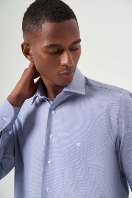 Regular Fit Lacivert Uzun Kollu Klasik Erkek Gömlek - 5