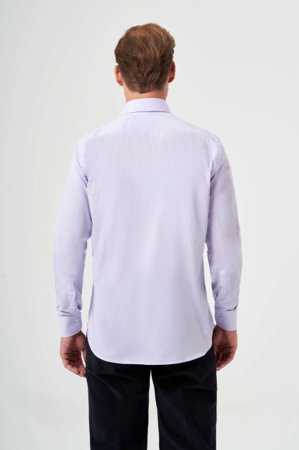 Regular Fit Lila İtalyan Yaka Klasik Erkek Gömlek (1)