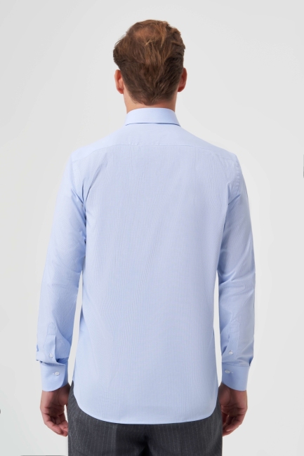 Regular Fit Mavi Basic Klasik Erkek Gömlek - 2