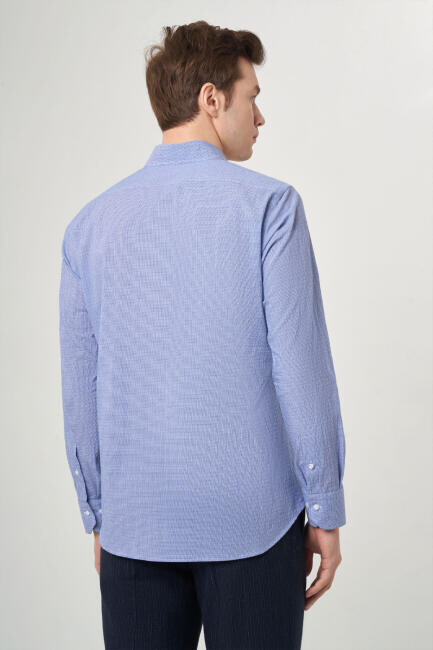 Regular Fit Mavi Basic Spor Erkek Gömlek - 2