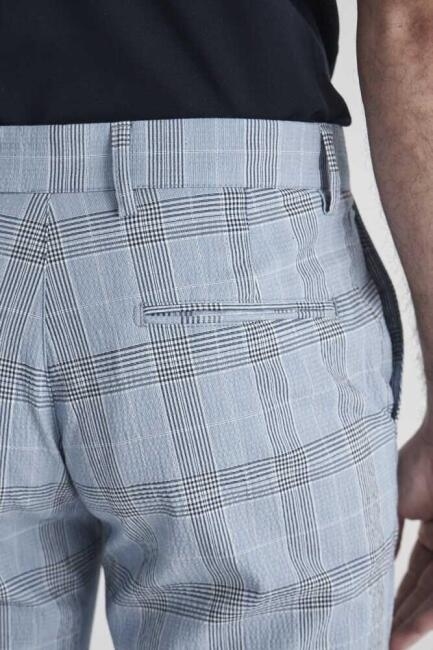 Regular Fit Mavi Ekoseli Bermuda Erkek Şort - 2