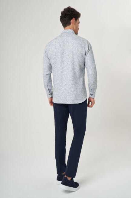 Regular Fit Mavi Flanel Erkek Gömlek (1)