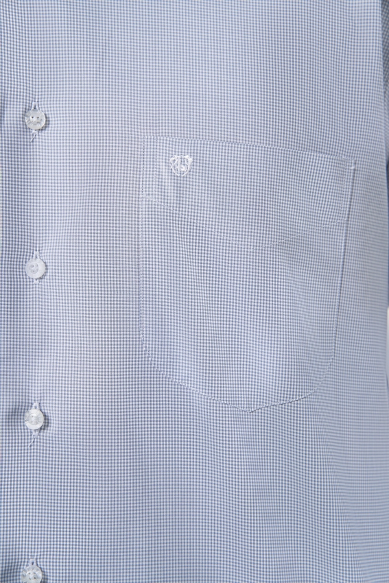 Regular Fit Mavi İtalyan Kumaş Klasik Erkek Gömlek - 3