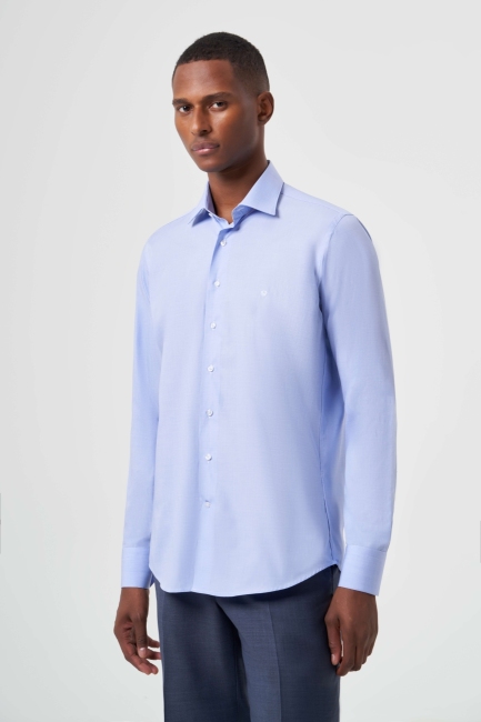 Regular Fit Blue Classic Men's Shirt - 1