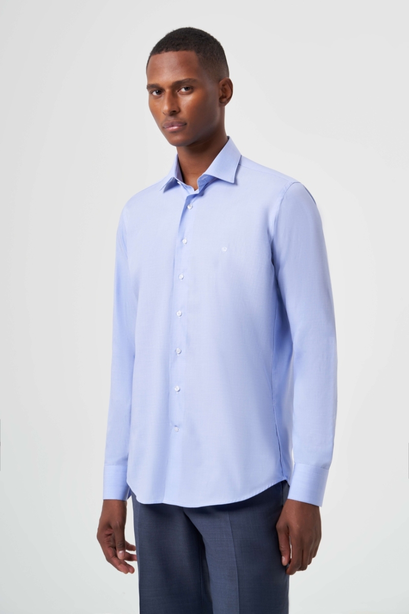 Regular Fit Blue Classic Men's Shirt - 1