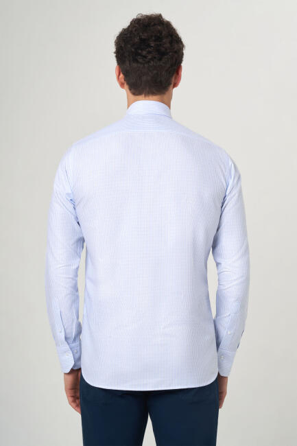 Regular Fit Mavi Klasik Spor Erkek Gömlek - 2
