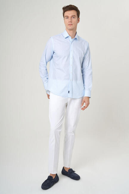 Regular Fit Mavi Spor Erkek Gömlek - 3