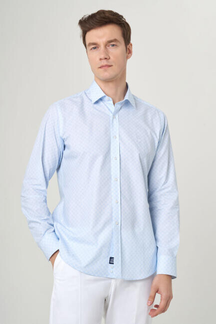 Regular Fit Mavi Spor Erkek Gömlek - 1