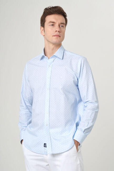 Regular Fit Mavi Spor Erkek Gömlek - 4