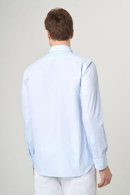Regular Fit Mavi Spor Erkek Gömlek - 2