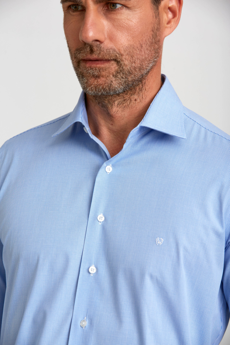 Regular Fit Mavi Uzun Kollu Klasik Erkek Gömlek - 3
