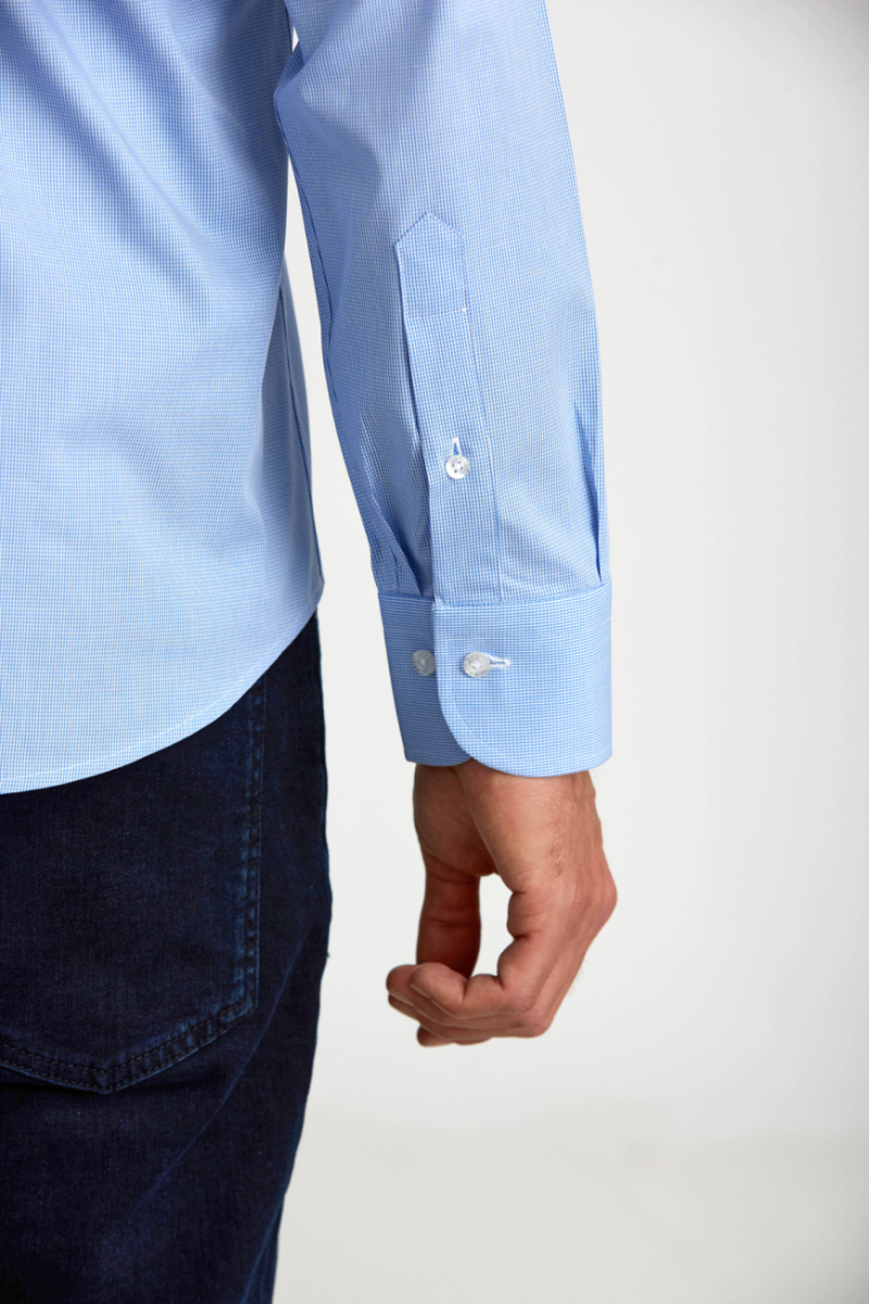 Regular Fit Mavi Uzun Kollu Klasik Erkek Gömlek - 4