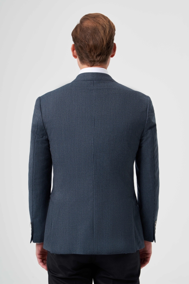 Regular Fit Mono Yaka 6 Drop Çift Yırtmaçlı Antrasit Erkek Yün Ceket - 2