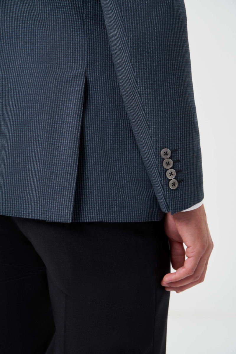 Regular Fit Mono Yaka 6 Drop Çift Yırtmaçlı Antrasit Erkek Yün Ceket - 4