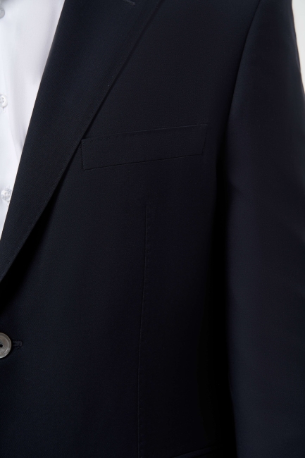 Regular Fit Mono Yaka Drop 6 Lacivert Erkek Yün Takım Elbise - 3