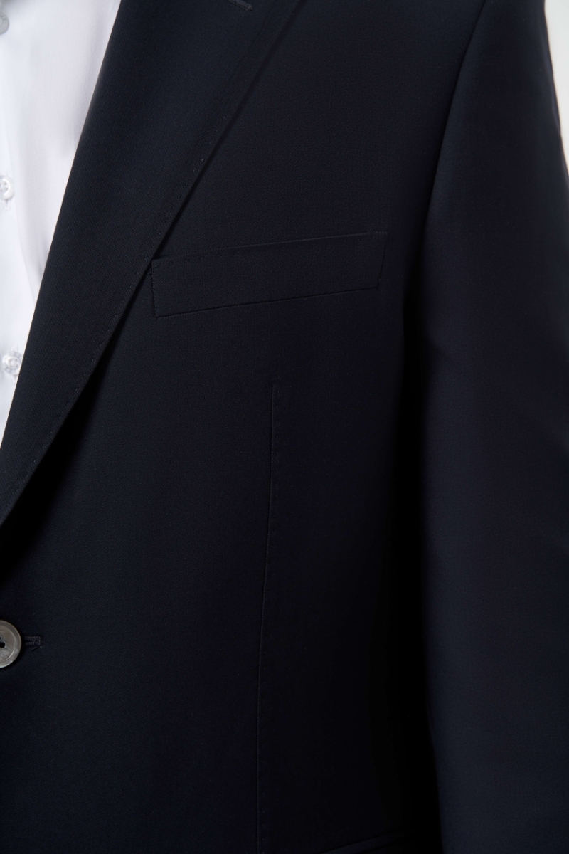 Regular Fit Mono Yaka Drop 6 Lacivert Erkek Yün Takım Elbise - 3