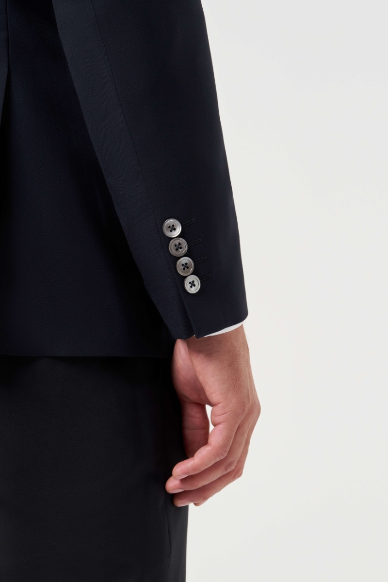 Regular Fit Mono Yaka Drop 6 Lacivert Erkek Yün Takım Elbise - 4