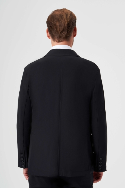 Regular Fit Mono Yaka Siyah Erkek Spor Ceket - 2