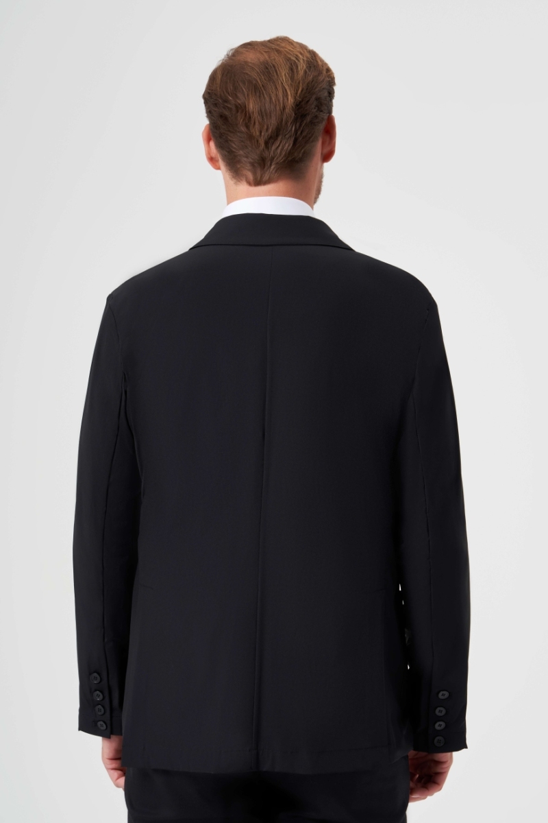 Regular Fit Mono Yaka Siyah Erkek Spor Ceket - 2