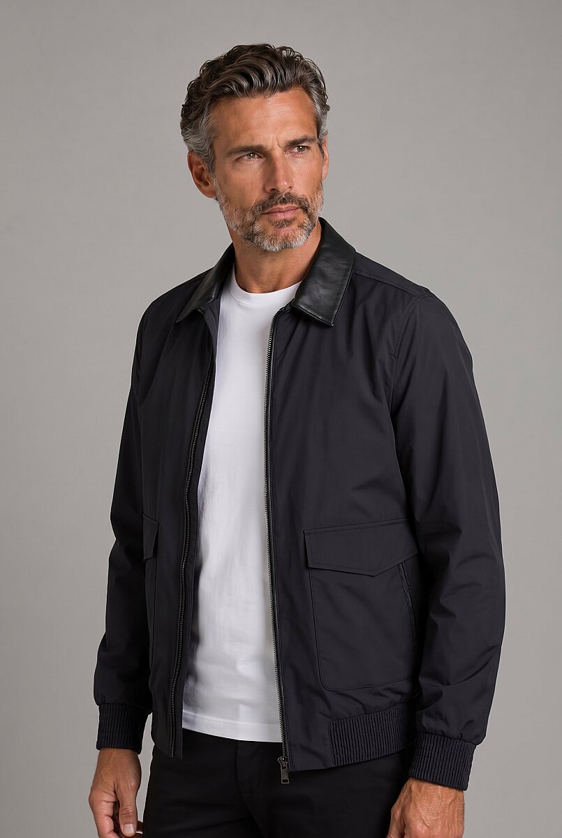 Siyah Regular Fit Mont Yaka Gömlek Polyamid Elastan - 1