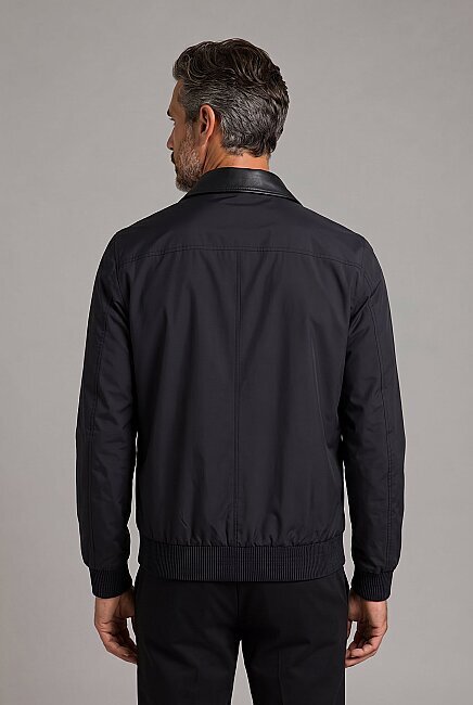 Siyah Regular Fit Mont Yaka Gömlek Polyamid Elastan (1)